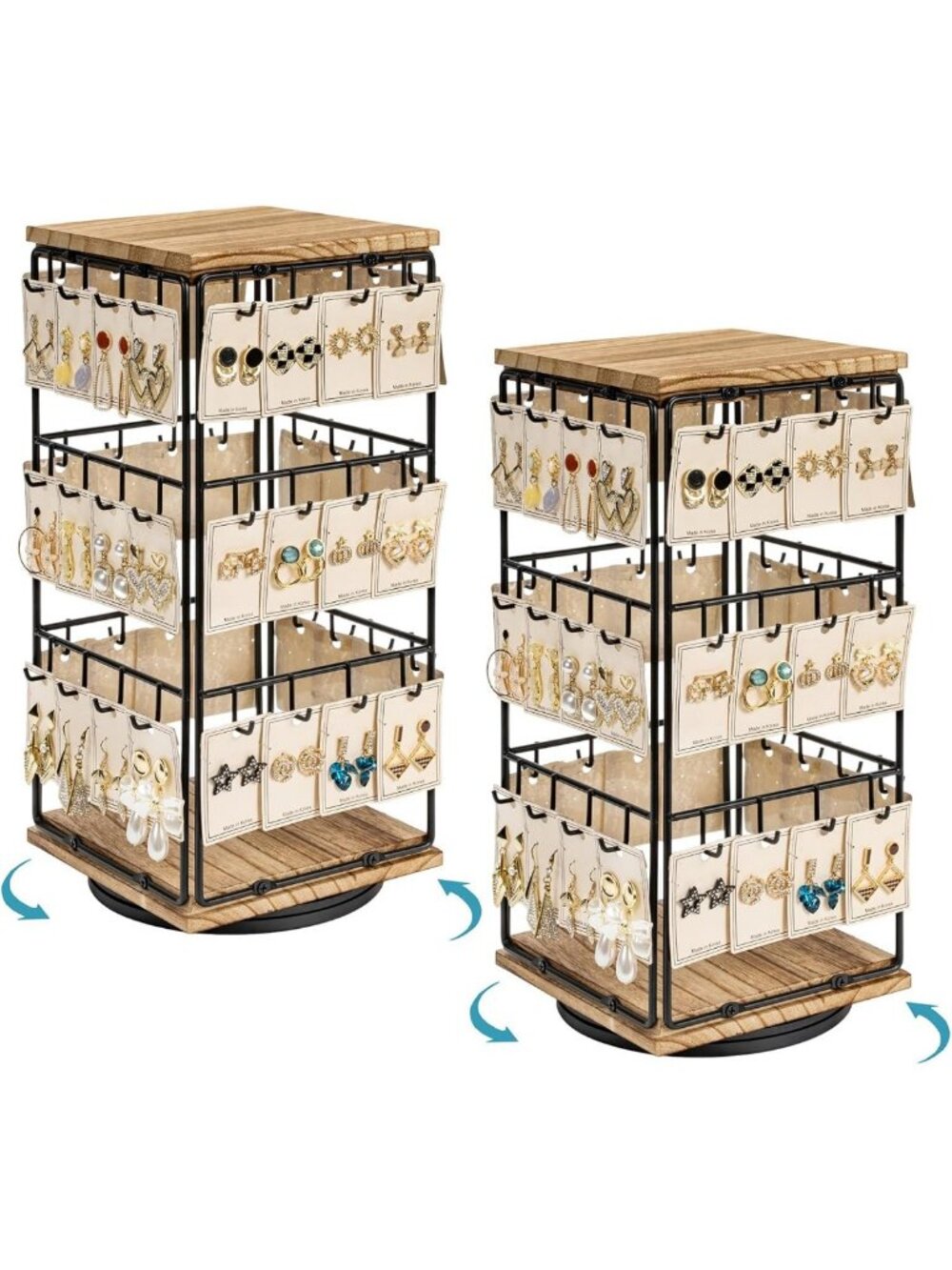 360° Rotating Jewelry Display Stand - Earring & Accessory Holder (2 Pack)
